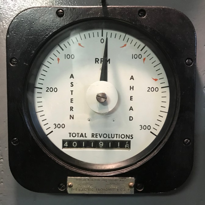 Electric Tachometer with readings for 100 200 300 rpm for astern and ahead, and a counter for total revolutions that reads 40119116.