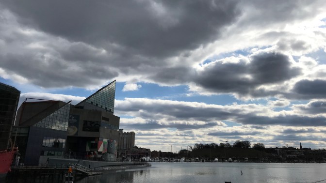 View of National Aquarium and USS Torsk.