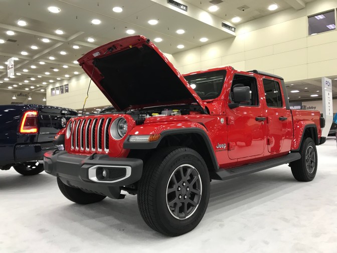 Red Jeep Gladiator.