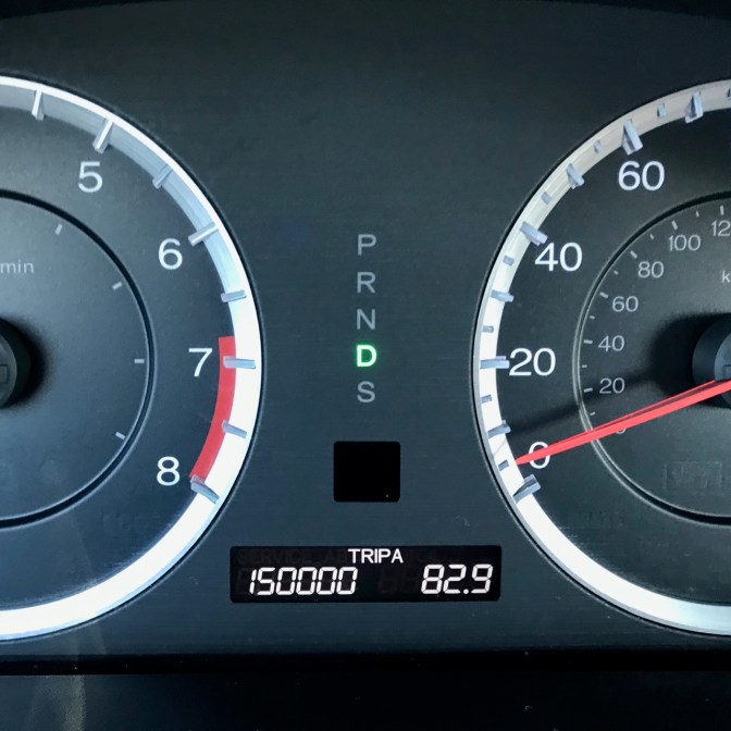 Car odometer reading 150000 TRIP A 82.9
