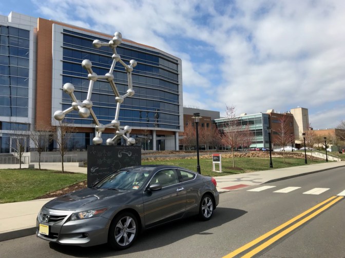 2012 Honda Accord in front of caffeine molecule.