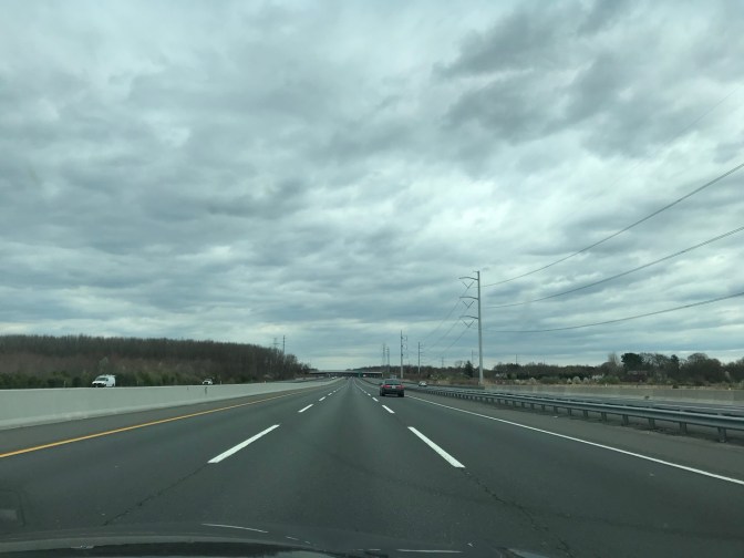 View of New Jersey Turnpike during a cloudy day.