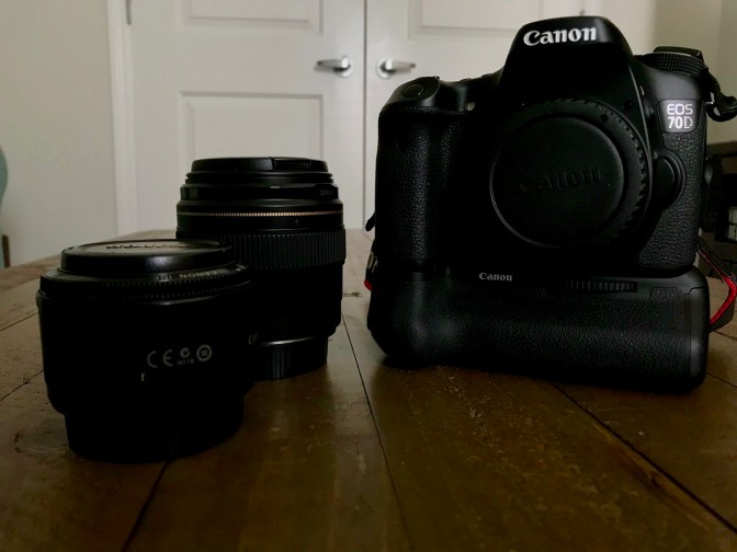 50mm f1.8 lens, 85mm f/1.8 lens, and Canon EOS 70D camera body.