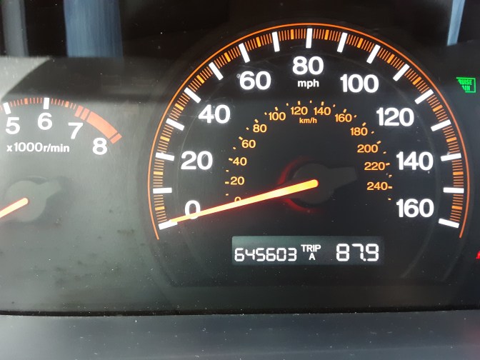 Car odometer reading 645603 TRIPA A 87.9