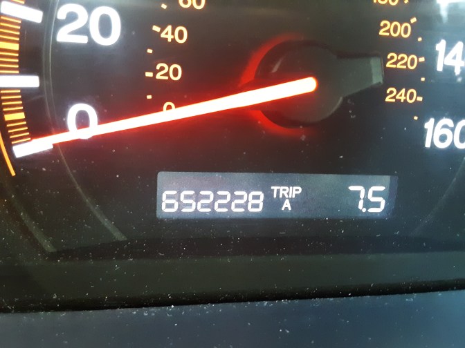 Car odometer reading 652228 TRIP A 7.5