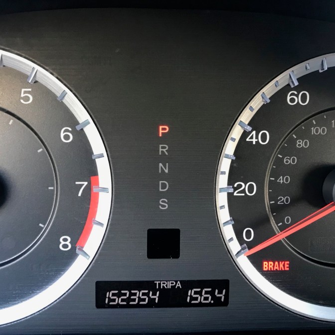 Car odometer reading 152354 TRIP A 156.4