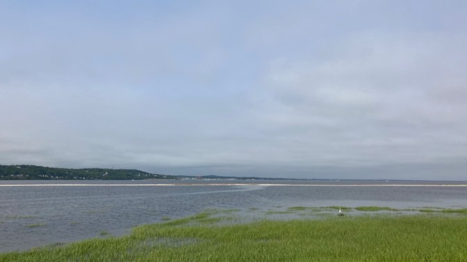 View of Sandy Hook Bay and Highlands, NJ in distance.
