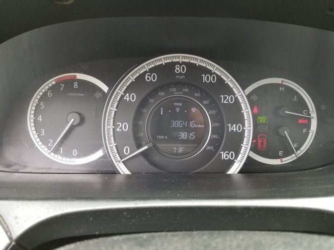 Car odometer reading 386416