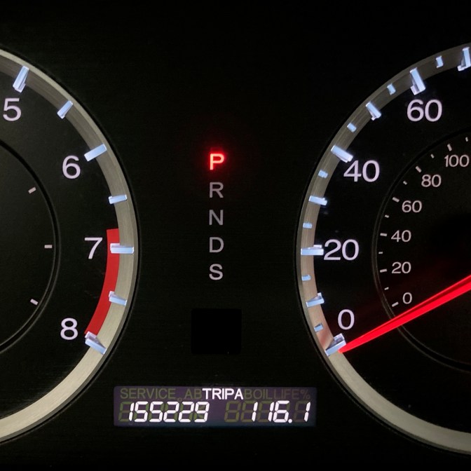 Car odometer reading 155229 TRIP A 116.1