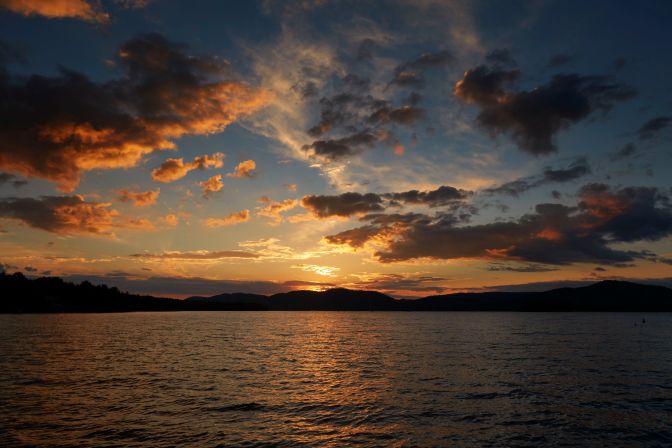 Sunset over Fourth Lake in Inlet, NY.