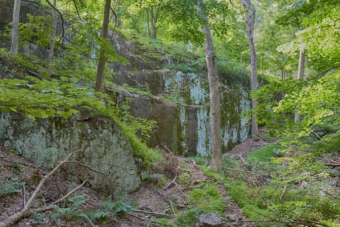 Rocky cliff face in South Mountain Reservation.