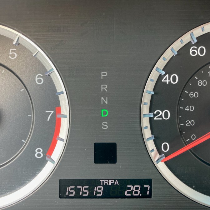 Car odometer reading 157519 TRIP A 28.7