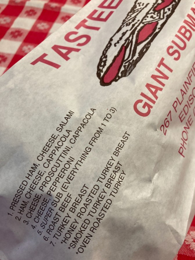 Sub sandwich bag from TASTEE SANDWICH SHOP.