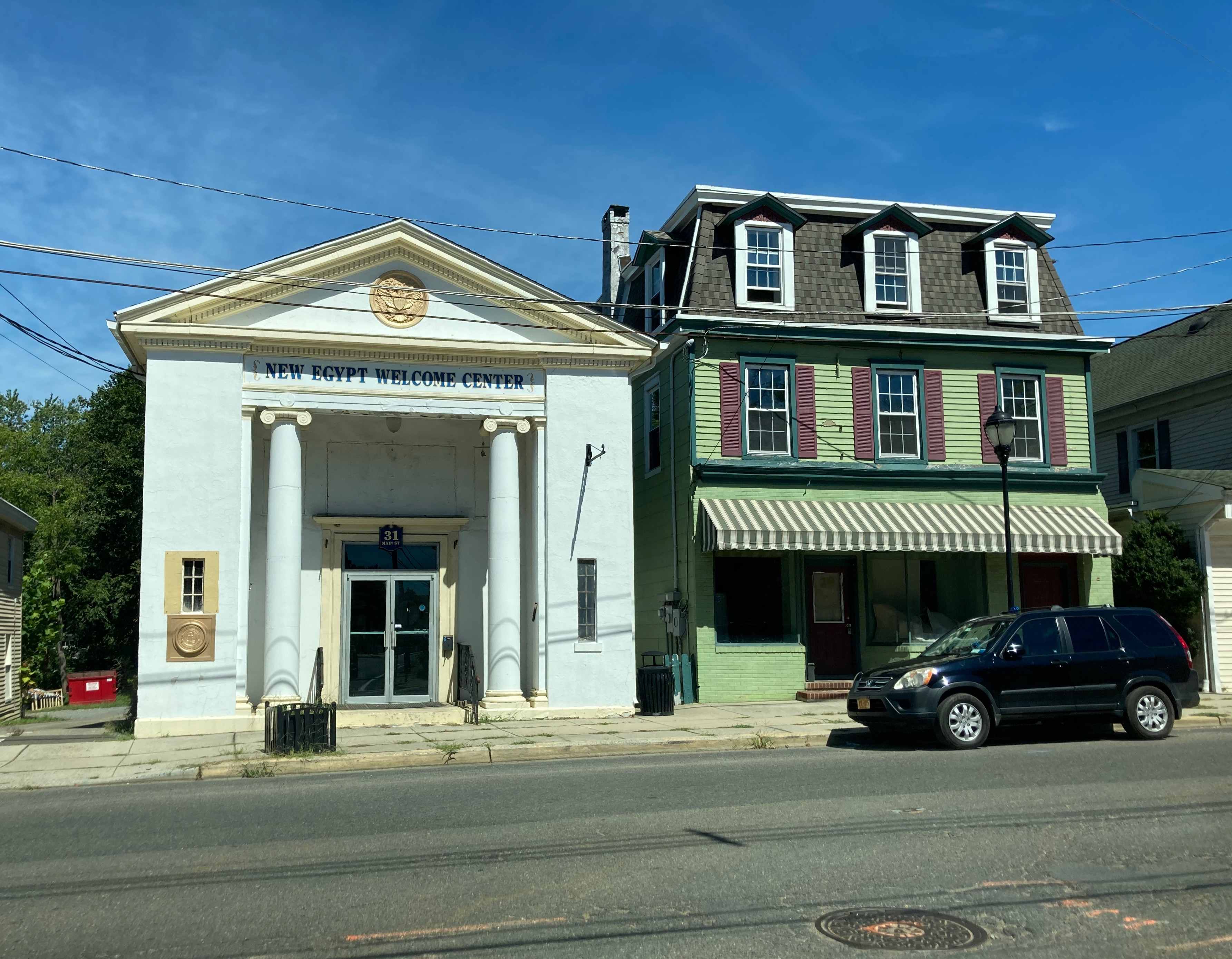 Photo of Main Street in New Egypt, with New Egypt Welcome Center.