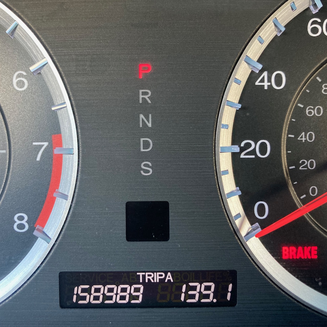 Car odometer reading 158989 TRIP A 139.1