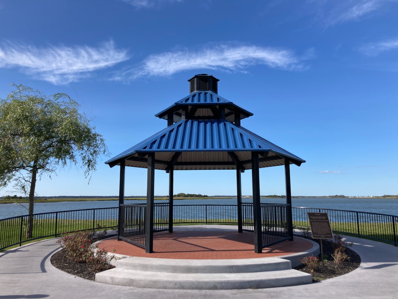 Gazebo on beach by Sunset Lake.