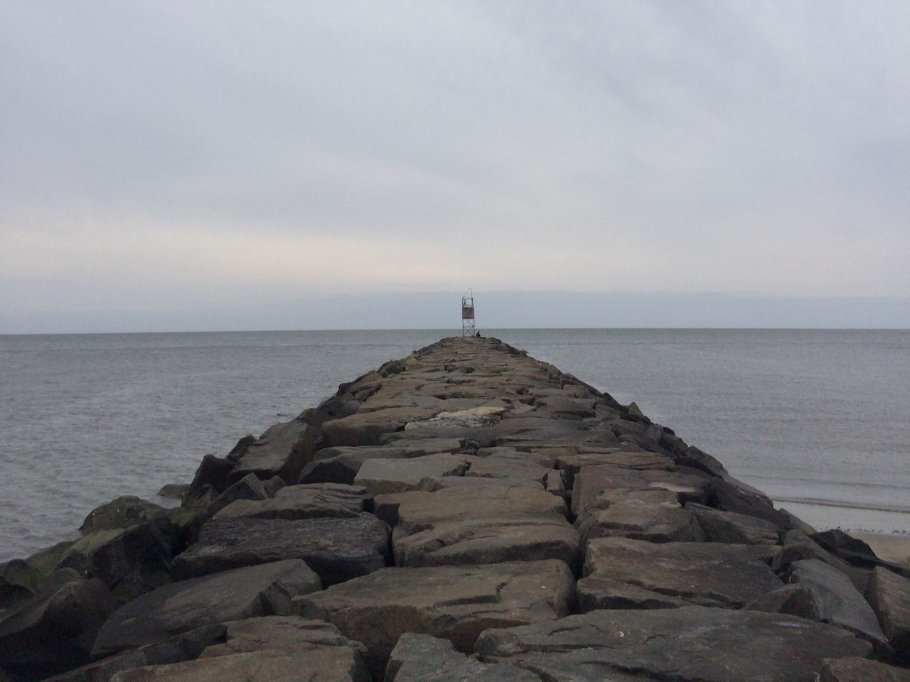 Jetty protruding out into Delaware Bay.