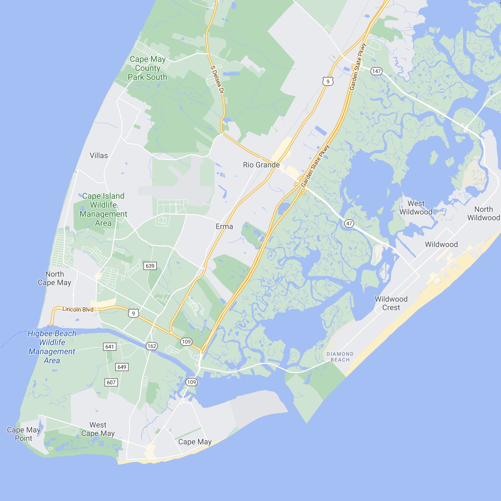 Map of the Cape May Peninsula