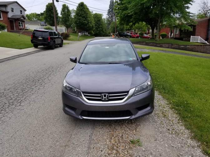 Gray 2015 Honda Accord LX parked along the side of the road.