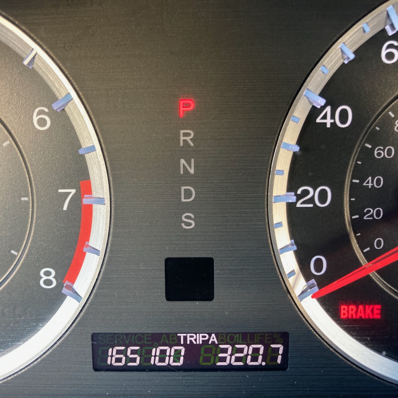 Car odometer reading 165100 TRIP A 320.7