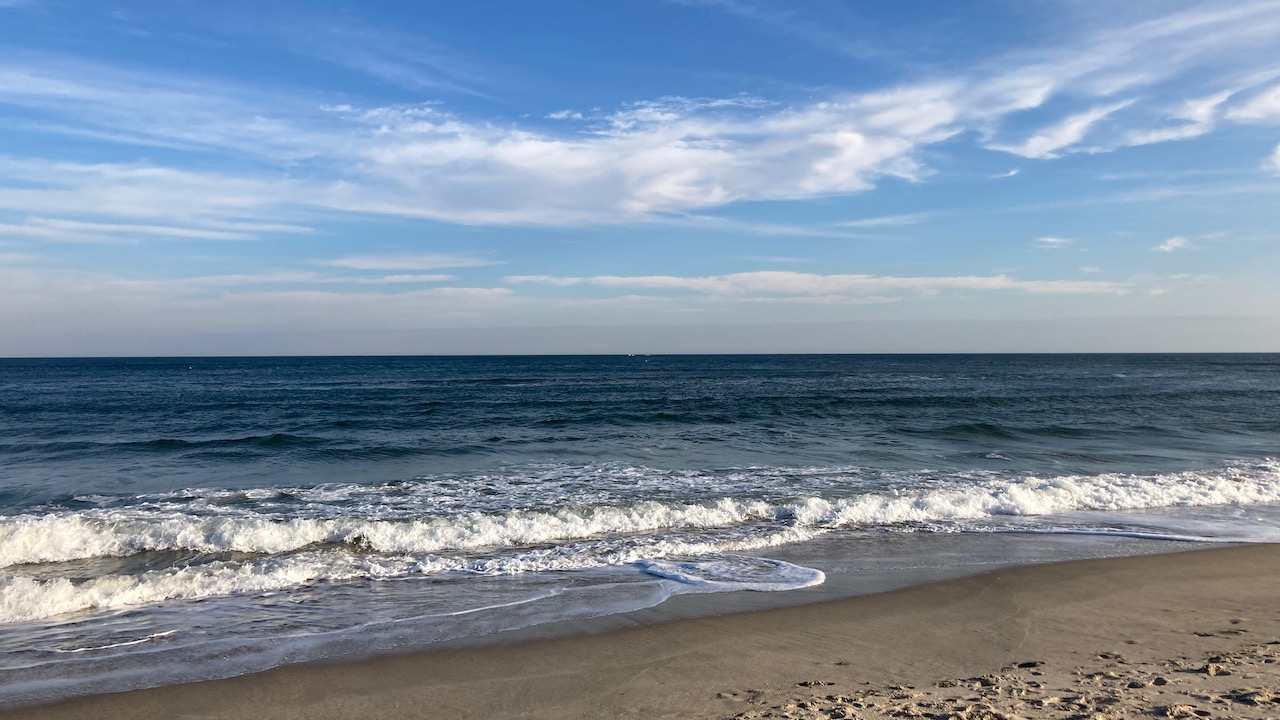 View of Atlantic Ocean and beach.