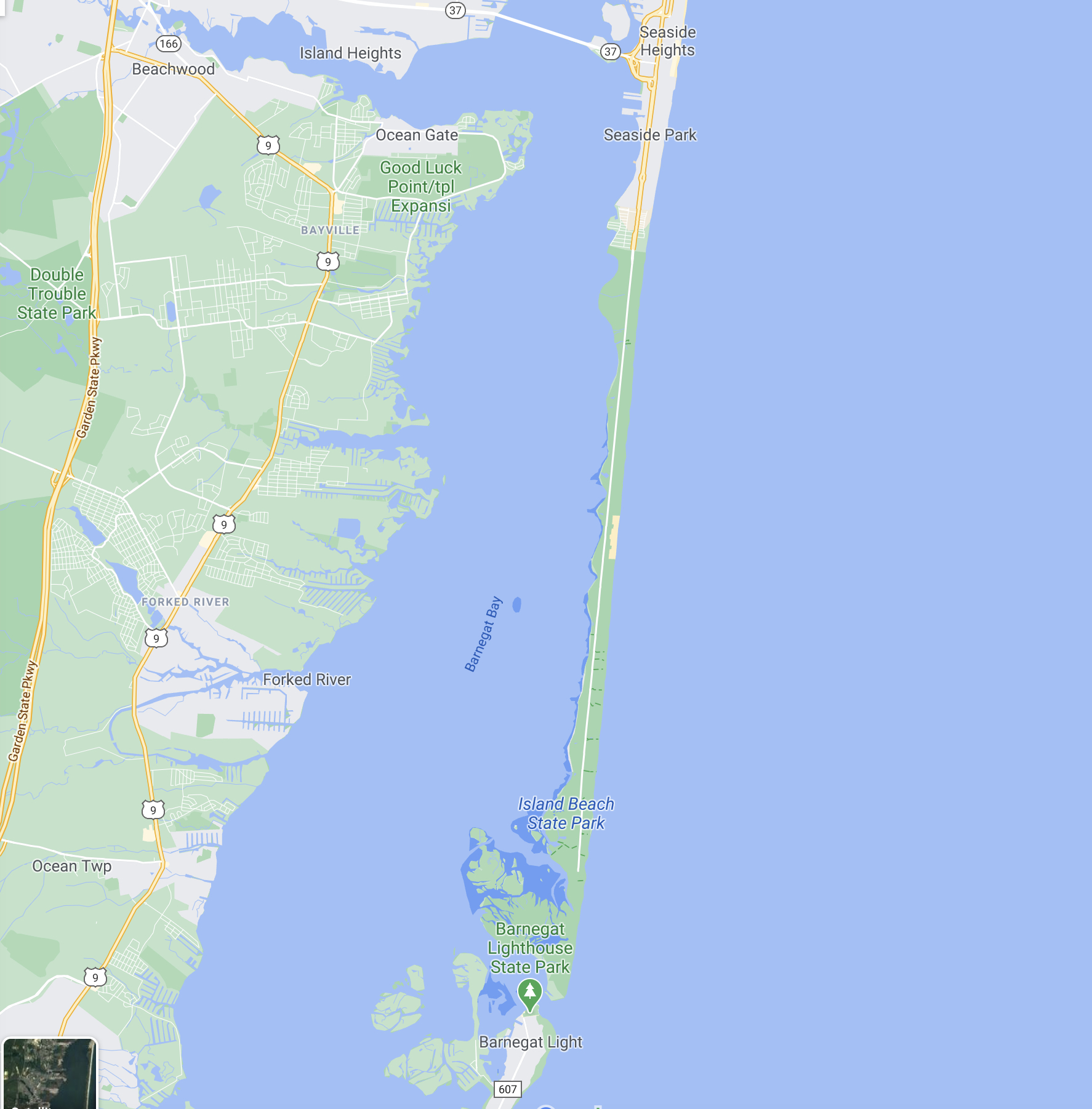 Map of Island Beach State Park.