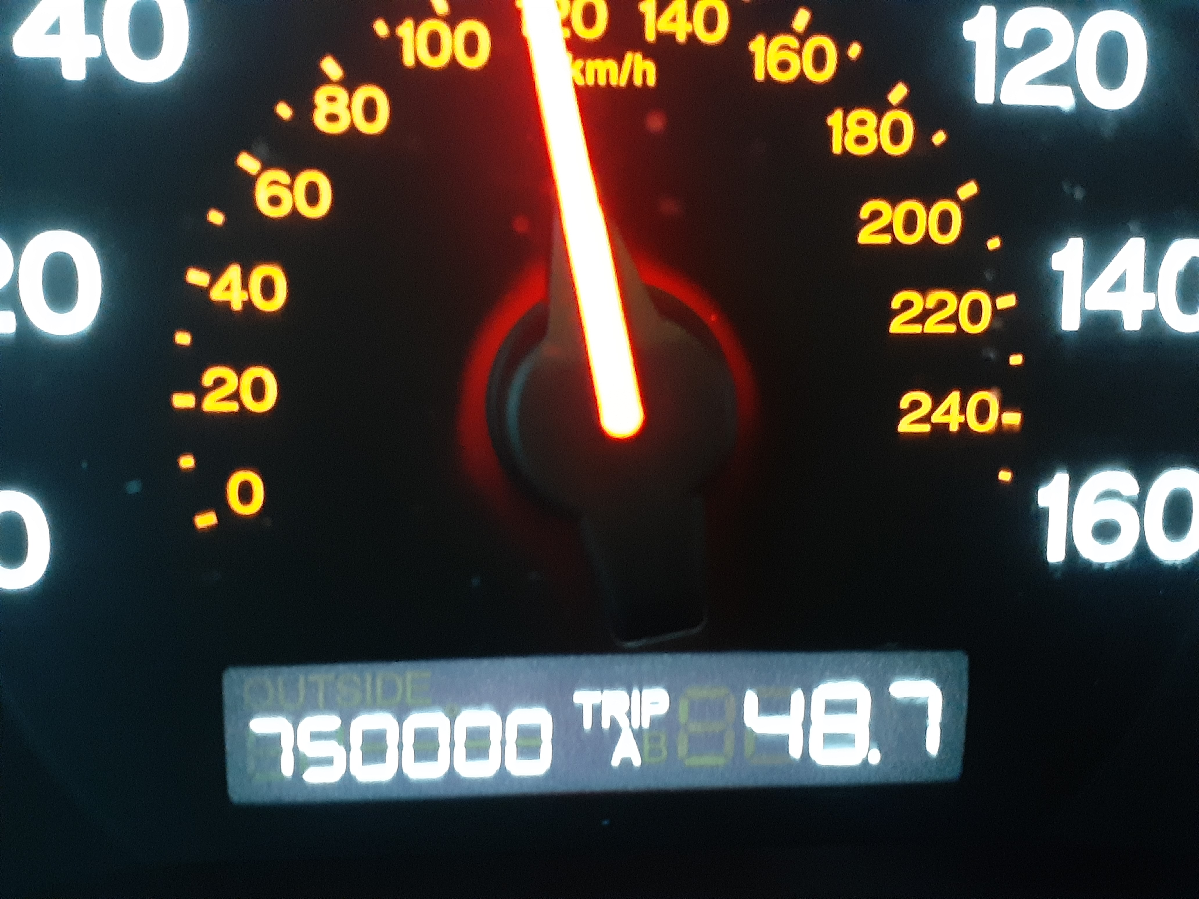 Car odometer reading 750000 TRIP A 48.7