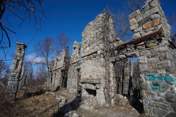 Remaining stonework of mansion.