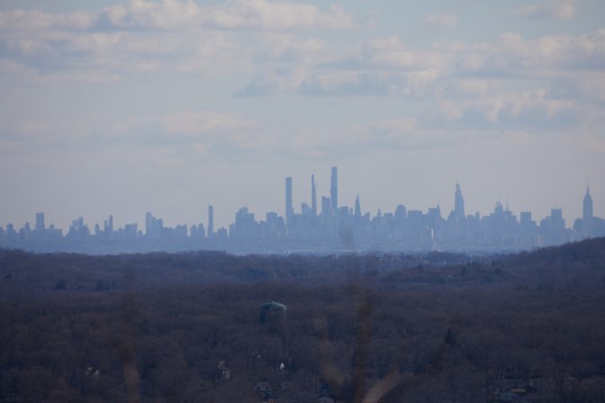 Manhattan Skyline in distance.