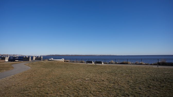 Raritan Bay Waterfront Park, with Raritan Bay in distance.