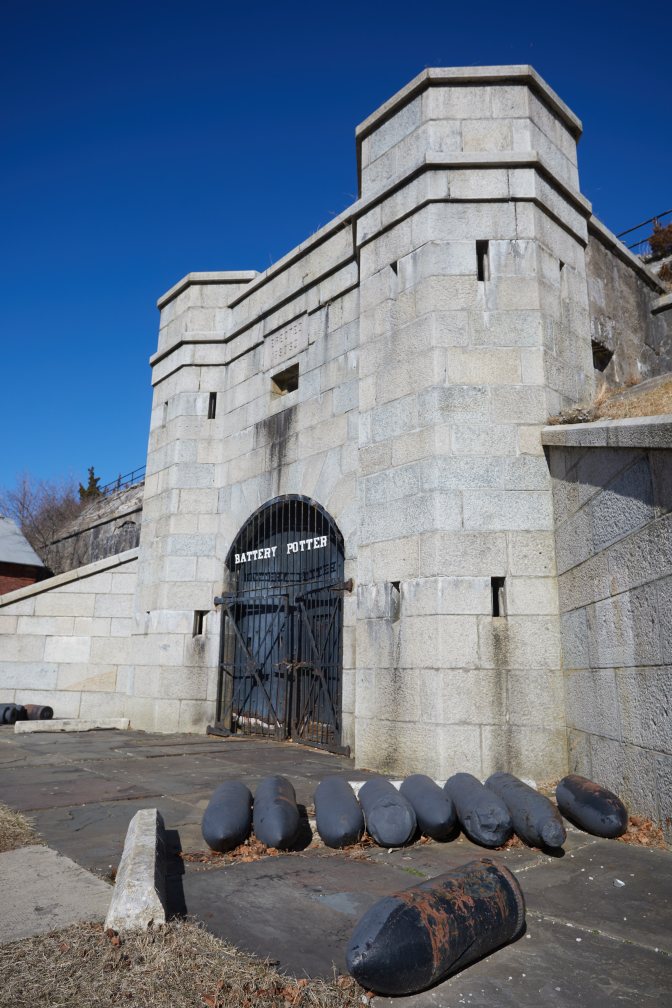 Exterior of Battery Potter, with 12" shells in foreground.