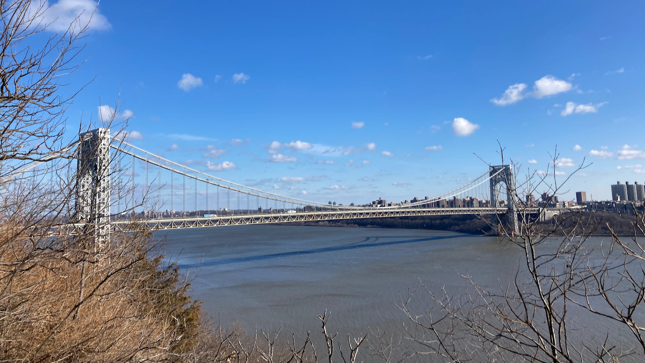 View of George Washington Bridge from Fort Lee Historic Park.
