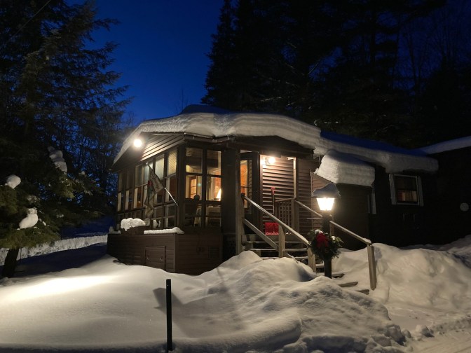 View of snow-covered house.