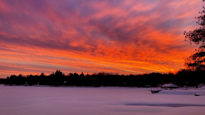 Sunset over Fourth Lake.