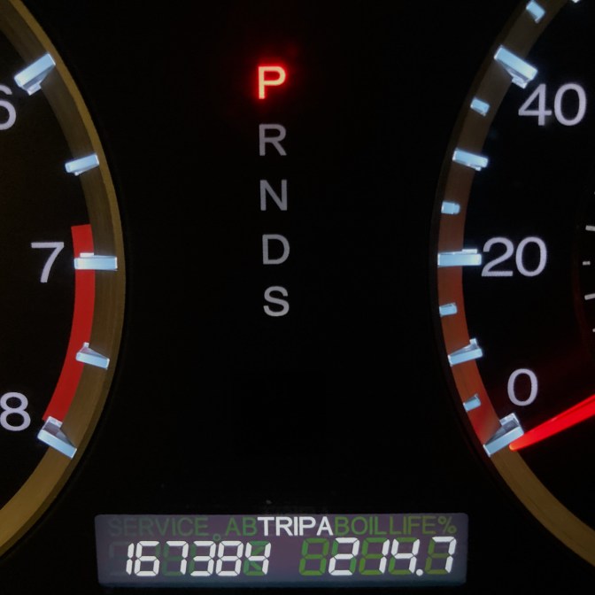 Car odometer reading 167384 TRIP A 214.7