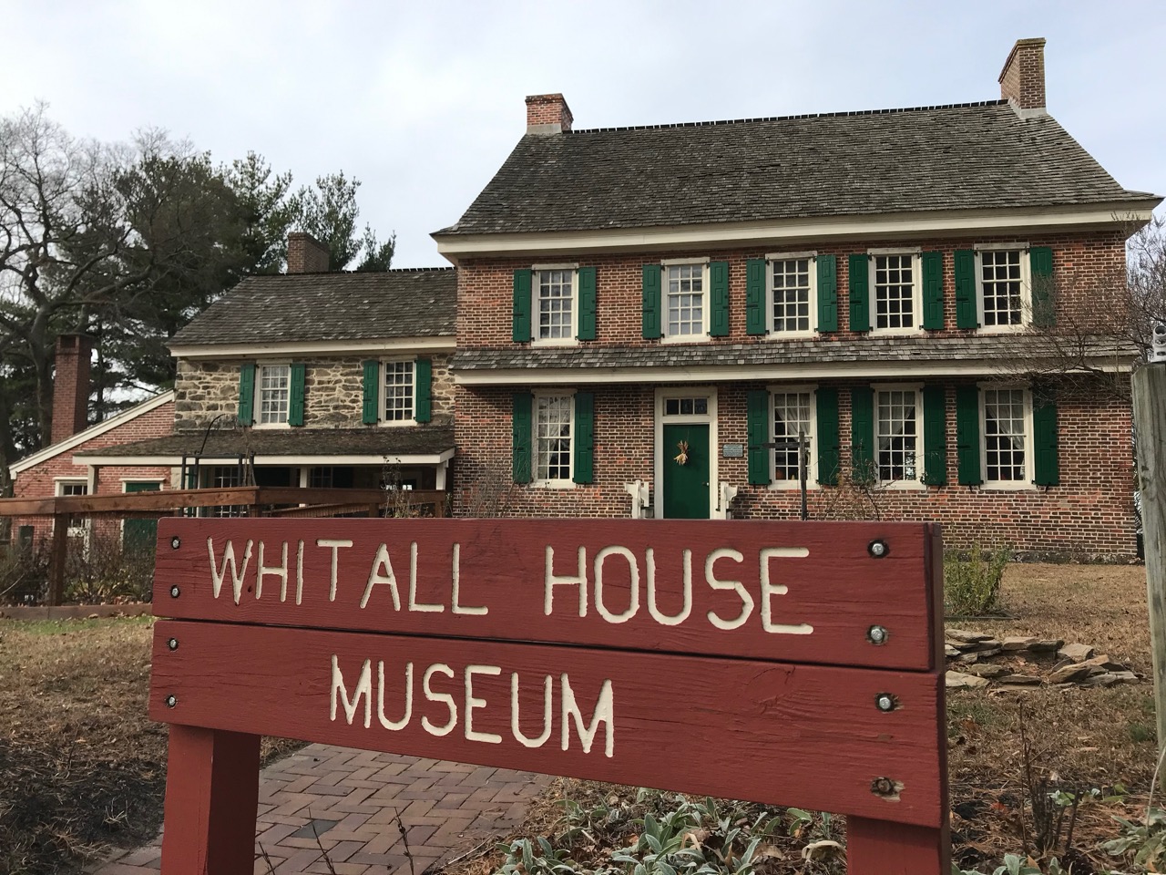 Exterior of Ann Cooper Whitall House, a brick two-story house.
