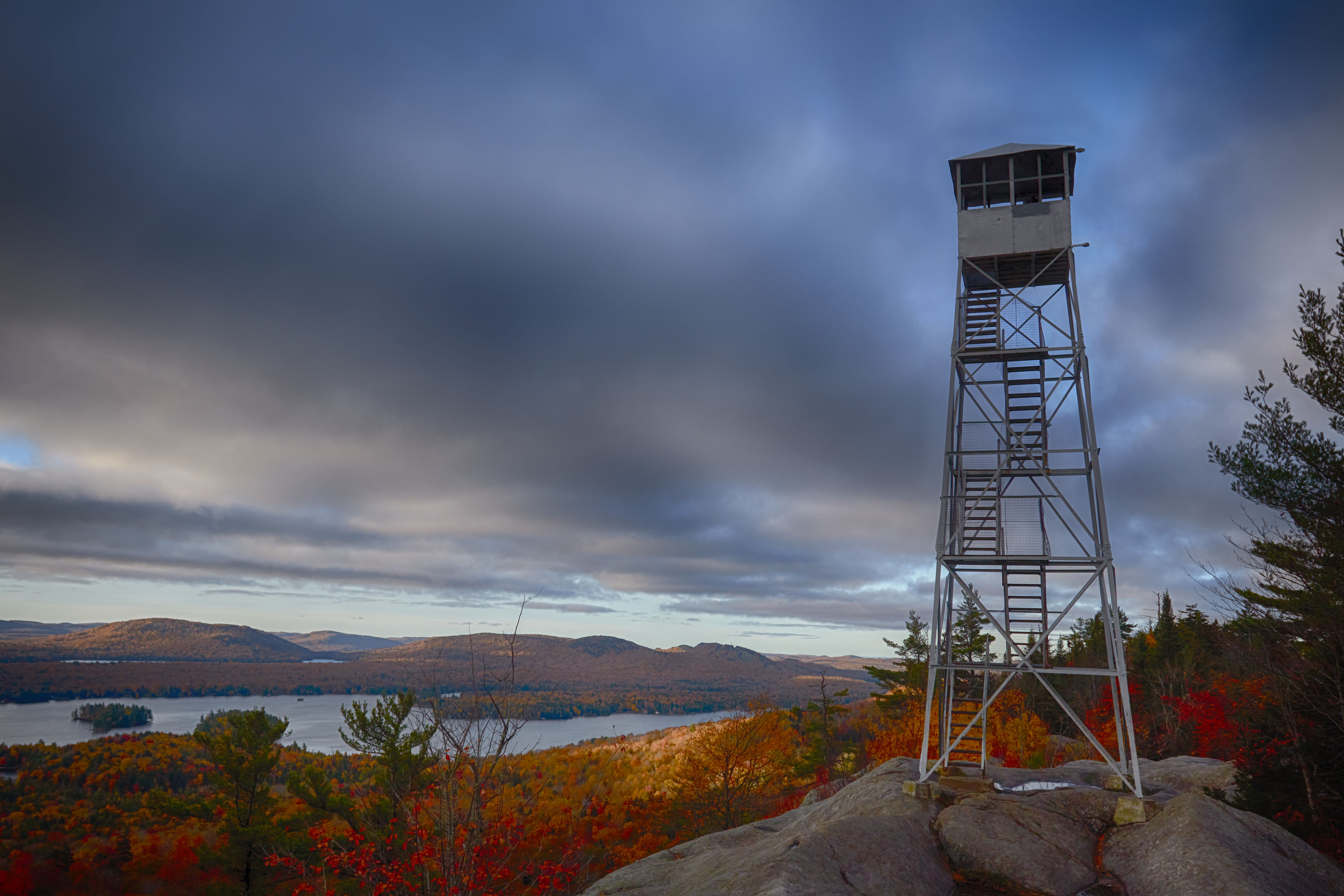 Rondaxe Fire Tower atop Bald Mountain.
