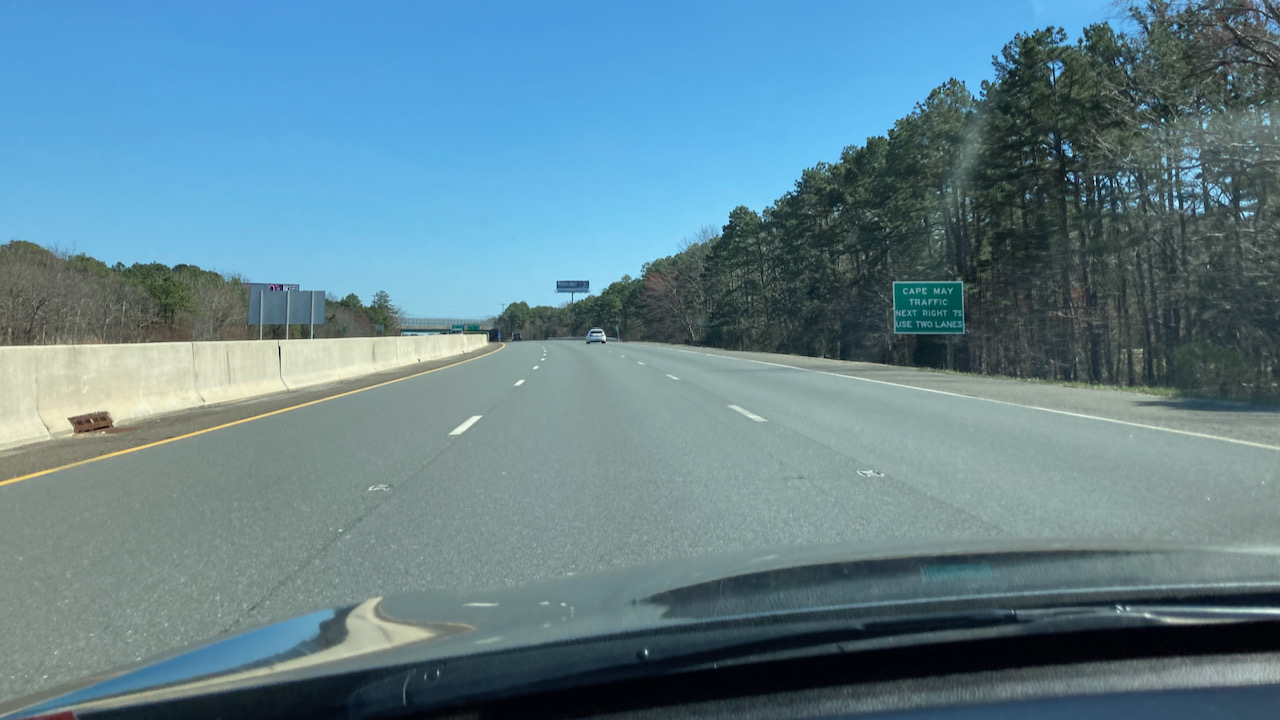 Atlantic City Expressway, nearly devoid of cars.