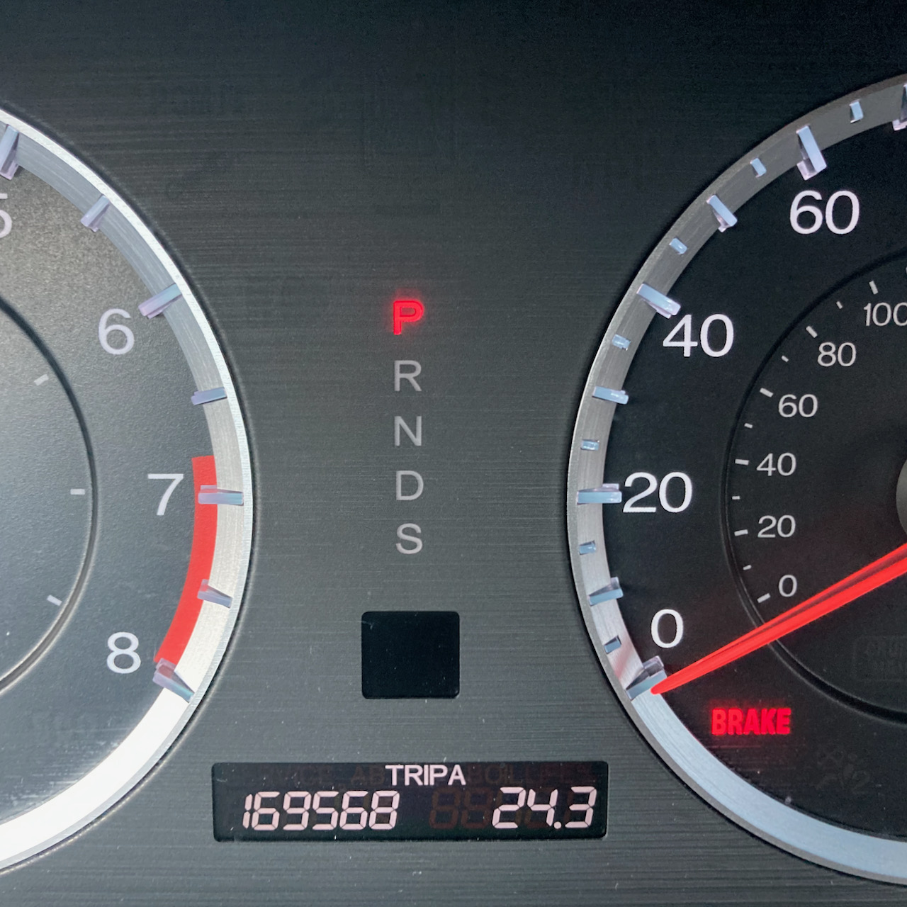Car odometer reading 169568 TRIP A 24.3
