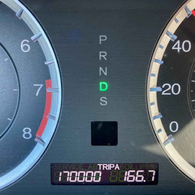 Car odometer reading 170000 TRIP A 166.7