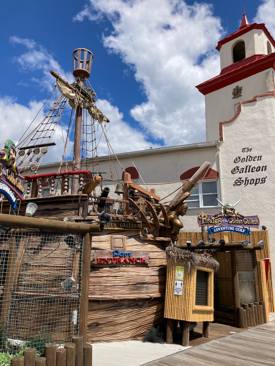 Pirate ship model on boardwalk of Ocean City.