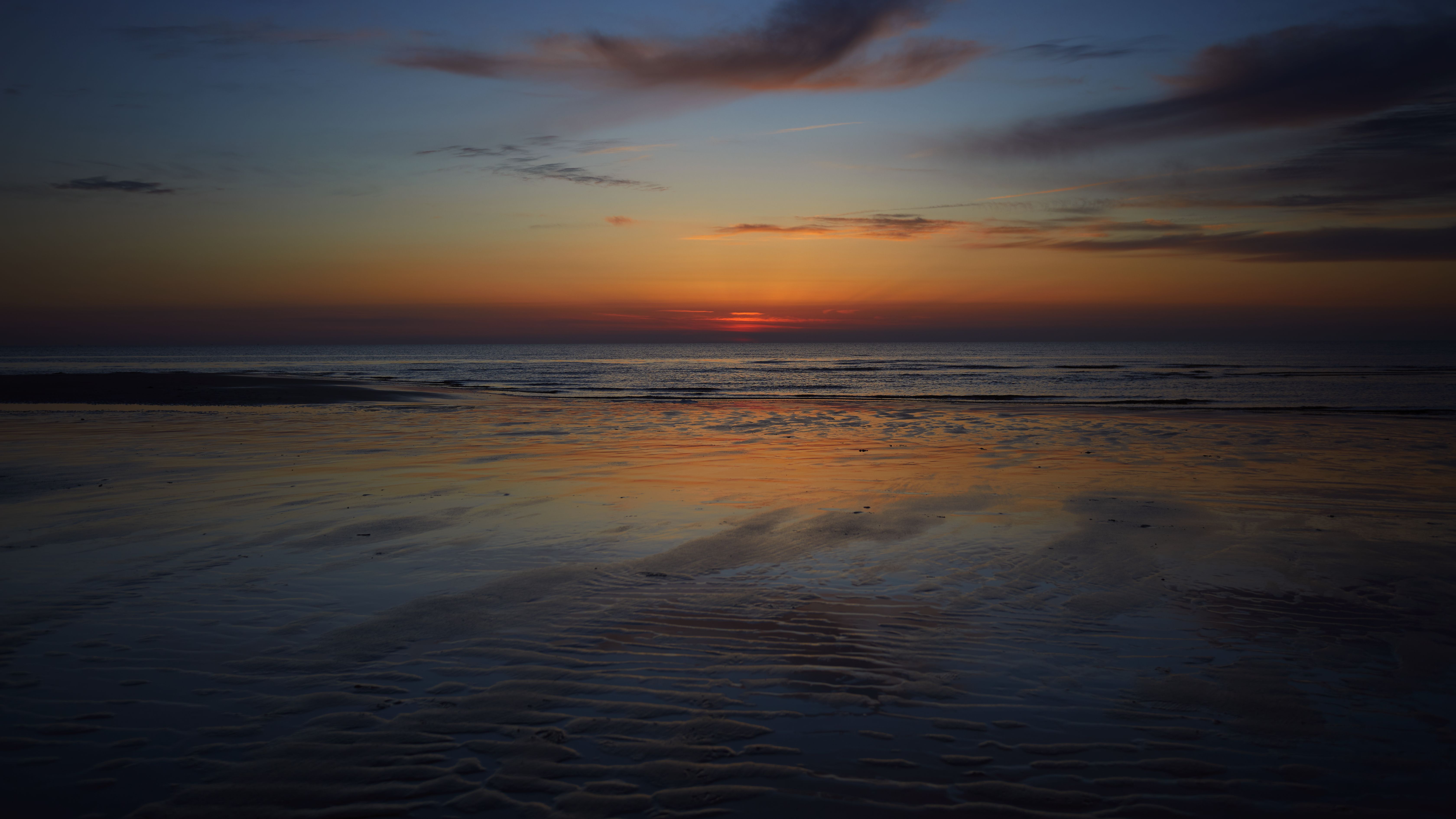 Twilight along the beach.