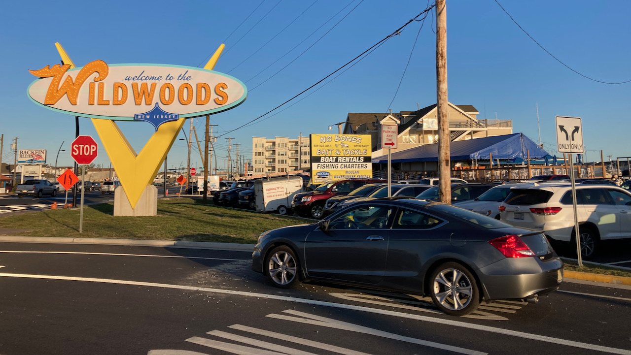2012 Honda Accord parked in front of Welcome to the Wildwoods sign.
