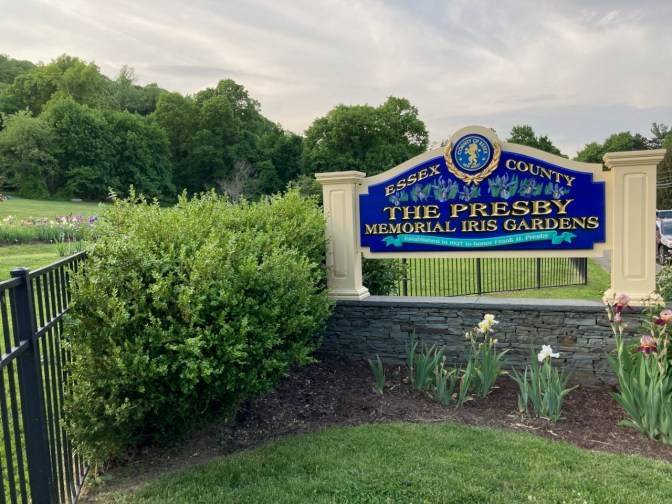 Sign that reads ESSEX COUNTY - THE PRESBY MEMORIAL IRIS GARDENS