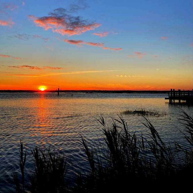 Sunset over bay side of Sea Isle City.