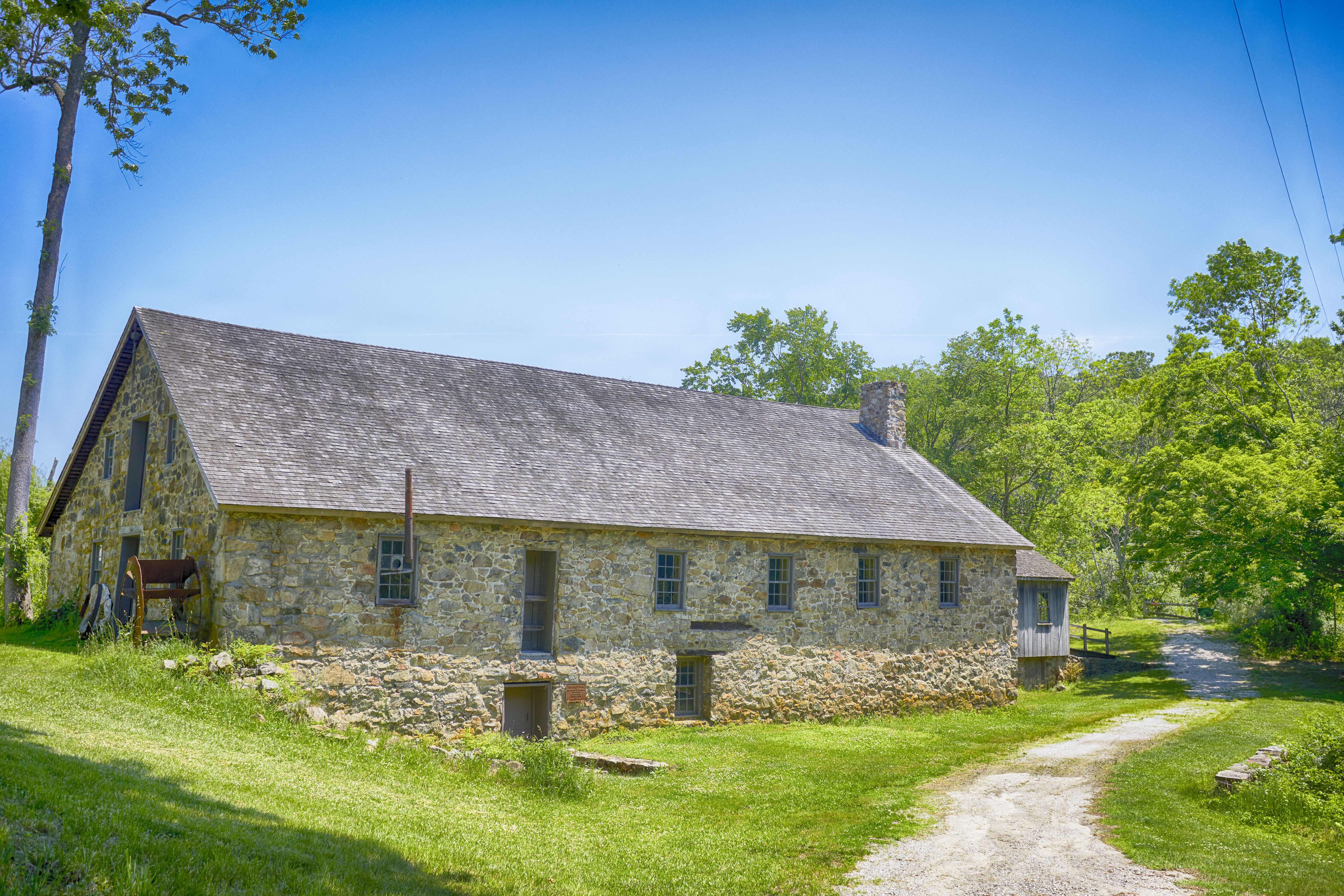 Exterior of gristmill building.