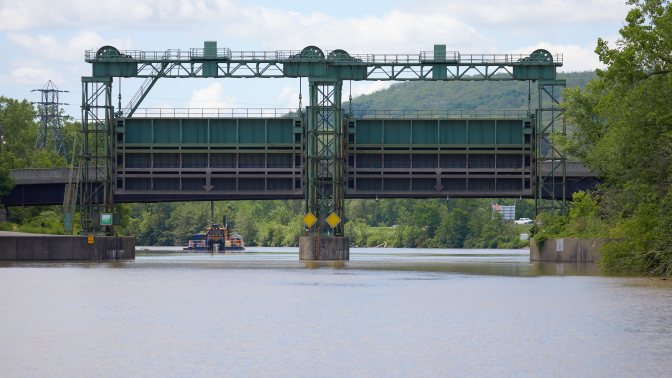 View of Guard Gate, looking down the canal.