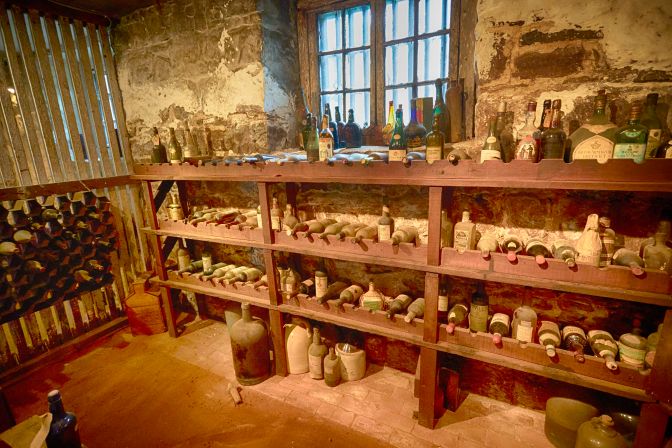 Wine cellar in basement.