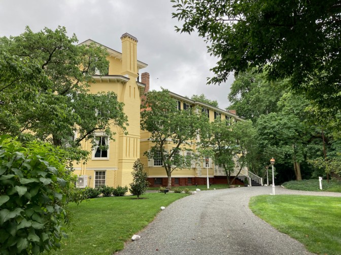 Driveway, with Liberty Hall in background.