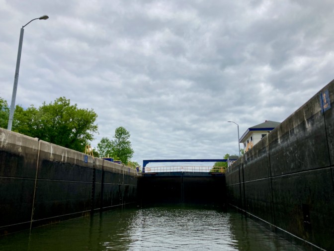 Erie Canal lock E18, now with significantly less water.
